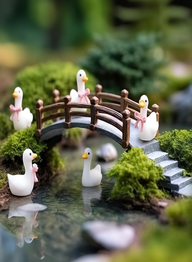 Fiwochic 100 Pcs Mini Gooses Resin Tiny Gooses Figurine with Bows for Small Desk Goose Gift Decor for Cake Topper, DIY Crafts, Micro Landscape Ornaments, Miniature Geese Animal Statues to Hide(Pink) - Image 2